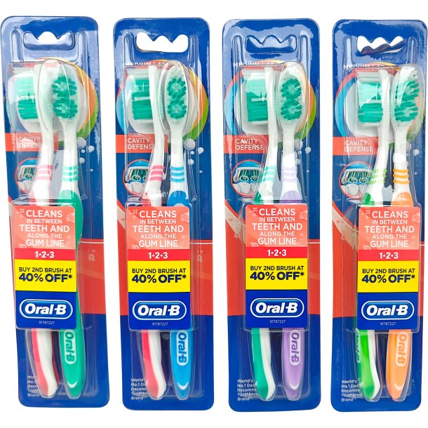 ORAL-B Tandborstar 2 st. 1-2-3 Cavity Defence Medium