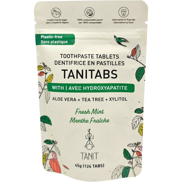 Naturliga Tandpastatabletter med Hydroxyapatit &amp; Xylitol TANITABS Fresh Mint 124 st.