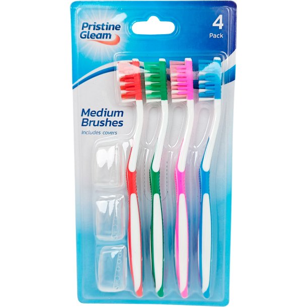 4 stk. Tandb�rster + 3 Beskyttelsesh�tter PRISTINA GLEAM Medium Brushes