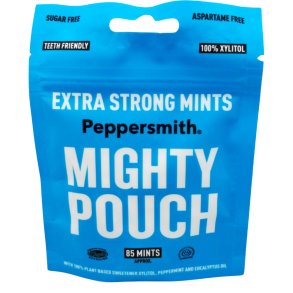 Xylitol Pastiller PEPPERSMITH Mighty Pouch Extra Strong Mints � 50 g