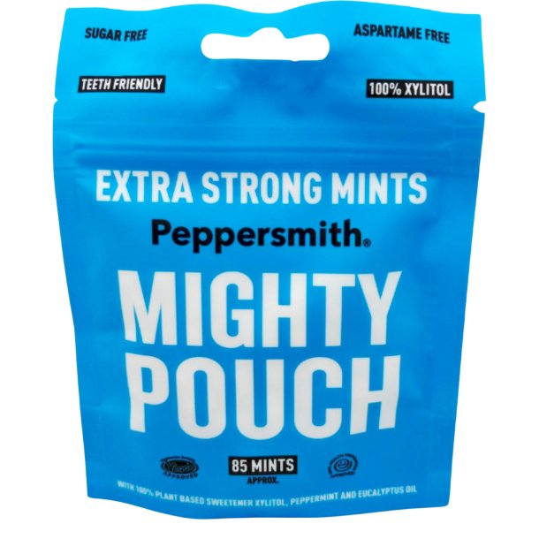 Xylitol Pastiller PEPPERSMITH Mighty Pouch Extra Strong Mints � 50 g