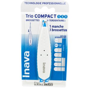 Inava Trio Compact 3-i-1 mellanrumsborstar 0.8 mm ISO 1 – handtag + 3 borstar