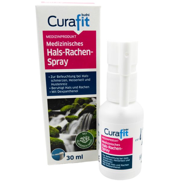 Curafit Medicinsk Hals- og Sv�lgspray med Dexpanthenol &amp; Islandsk Mos (30 ml.)