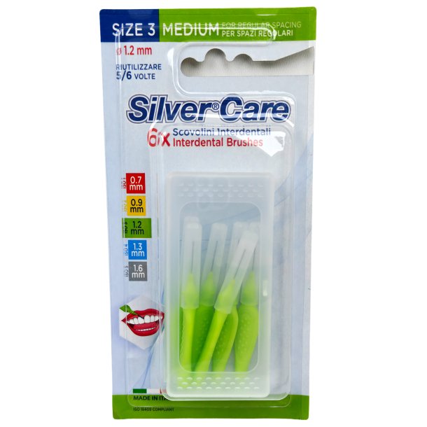 Hammasv�liharjat 6 kpl SILVERCARE Medium 1,2 mm Size 3