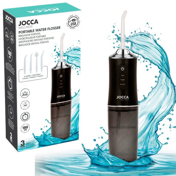 JOCCA kabellose Munddusche mit 3 Einstellungen und 4 Aufs�tzen
