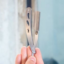 Shavette Big Moustache Grey Barberkniv