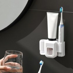 Halter f&uuml;r elektrische Zahnb&uuml;rsten + Zahnpastaspender