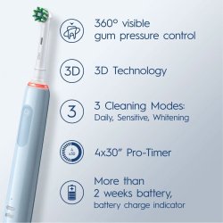 Oral-B Pro 3 3200 Sensitive BLUE El-tandbrste Ekstra Brstehoved