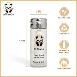 Bredygtig Tandtrd AllBambu Strawberry 30 mtr. + Glasdispenser