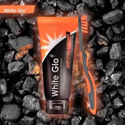 Tandblegning Tandpasta + Tandbrste White Glo CHARCOAL Deep Stain Remover 
