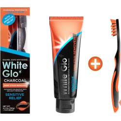 Tandblegning Tandpasta + Tandbrste White Glo CHARCOAL Deep Stain Remover 