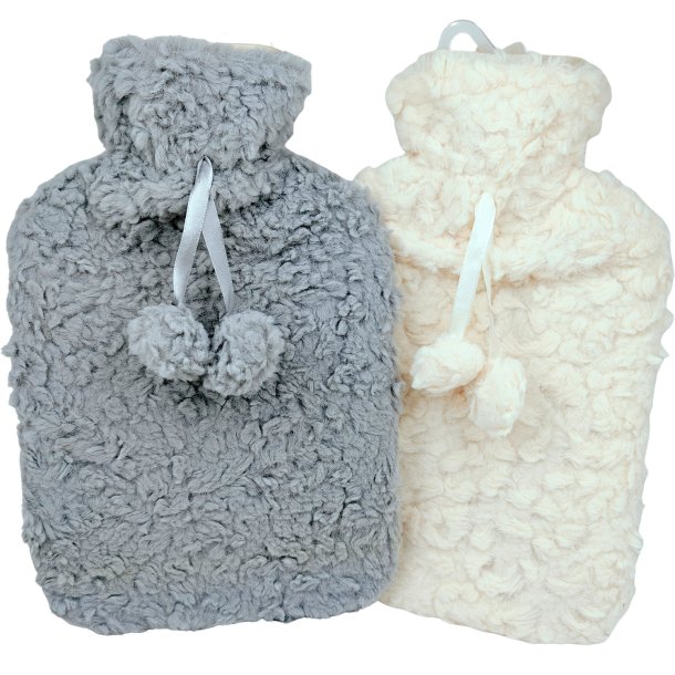 Varmtvannsflaske Pels med dusker Ensfarget 2 ltr.