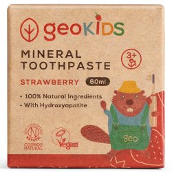 Naturlig Hydroxyapatite barntandkrm GEORGANICS Mineral Strawberry Fluorfri 60 ml