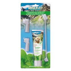 Arquivet Zahnpflegeset f�r Hunde mit Zahnpasta und 3 Zahnb�rsten
