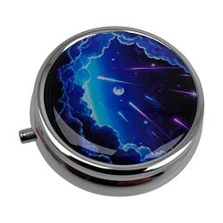 Pill Box Runt Metall Astro Motivfodral med 3 fack