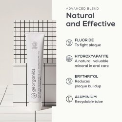 Naturlig Hydroxyapatit tandkrm GEORGANICS aktivt Charcoal och fluor 75 ml