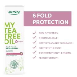 Alkmene Tea Tree -tandkrm med Protection Cavity Herbal ml