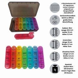 Pilleske Medicinorganisator 7 dage med 4 rum Pilleboks