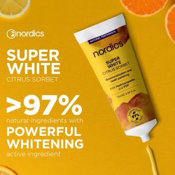 Naturlig hydroxiapatit tandkrm NORDICS Super White Citrus Sorbet 75 ml