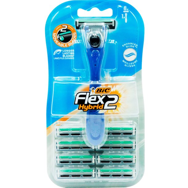 BIC Flex 2 Hybrid Barberskraber inkl. 8 Barberblade