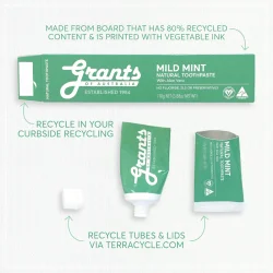 Naturlig Whitening Tandpasta GRANTS Xylitol &amp; Spearmint Fluorfri 110g