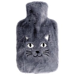 VILDE Varmedunk 1,8 L med bl�dt plysbetr�k � Kattemotiv