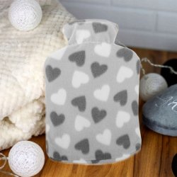 W�rmflasche 1,7 ltr. - Grau mit Herzen