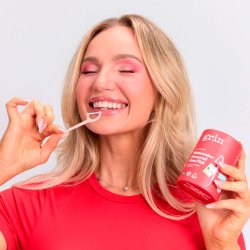 B�rekraftige Flosserb�yler 80 stk. GRIN Hydroxyapatite Watermelon Flavoured Floss Pick