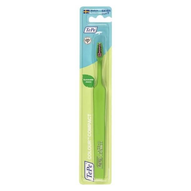 TePe Colour Compact Extra Soft Tandb�rste � ekstra sk�nsom pleje i kompakt format GR&Oslash;N