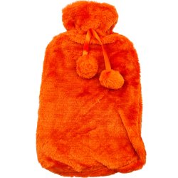 Warmwaterkruik Klassiek Pluizige Overtrek &amp; Pompons 2 liter