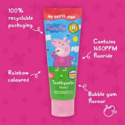 Barn tandkr�m GURLI GRIS H&A My Teeth Time Peppa Pig Bubblegum 75 ml