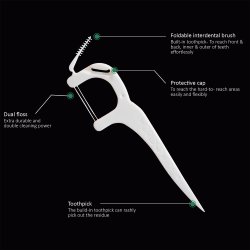 Tannholder WDW 3-in-One Flush-pick-brush WHITE