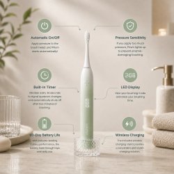 Lucent Prism Sonic Eltandborste Mint Green � Intelligent sonisk reng�ring med automatisk start och trycksensor