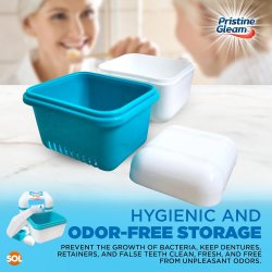 Pristine Gleam Denture Bath � Boîte de rangement et de nettoyage pour prothèses dentaires