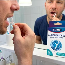 DiaDent Floss Sticks 75 st. Tandtr�dsbyglar ovaxade – tandtr�d och tandpetare i ett