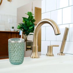 Tandbrsteholder Nu Steel Sea Glass Green Lustre Glass &amp; Steel