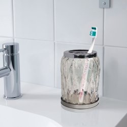 Tandbrsteholder NU Steel Klart glas med skinnende stl 