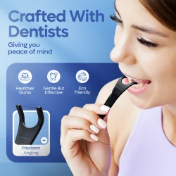 SmartLifEco FlexPik Charcoal Flosspicks � Effektiv tanntr�d med aktivt kull (50 stk.)