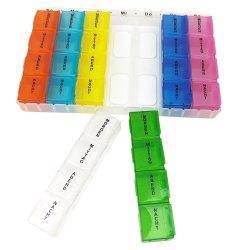 Pilleboks farge 7 pillebokser med 4 rom