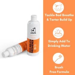 Our Dogs Life Breath Freshener � Vattentillsats f�r hundar mot d�lig andedr�kt och tandbel�ggning � 237 ml