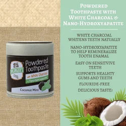 Dr. Ginger's Powdered White Charcoal &amp; Hydroxyapatite Coconut Mint � Tandpoeder met wit actieve kool (36g)