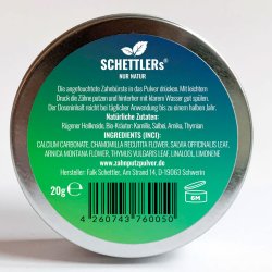 Naturlig Tandpasta Pulver Schettlers Typ 4 Salzfrei