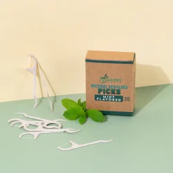Bamboo Earth Natural Eco Floss Picks � tandtr�dsb�jler med mint (50 stk.)