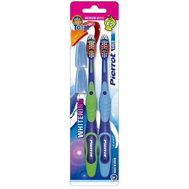 2 stk. Pierrot Whitening Gold Tandbrste - Medium