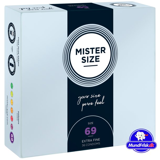 Mister Strrelse Kondomer Pure Feel 36 stk. XS-XXXL 69 mm - XXXL