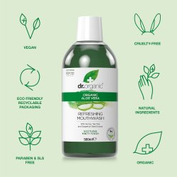 kologisk Mundskyl Dr. Organic Aloe Vera 500 ml.