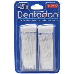 Dentadan Dual Picks Plasttandstik med brste til mellemrum 120 stk.