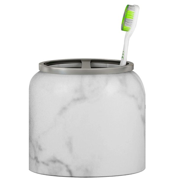 Nu Steel Tandbrsteholder Slv Marmor Finish