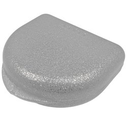 Liten glitterveske for oppbevaring av proteser, biteskinner, seler, munnbeskyttere, etc.