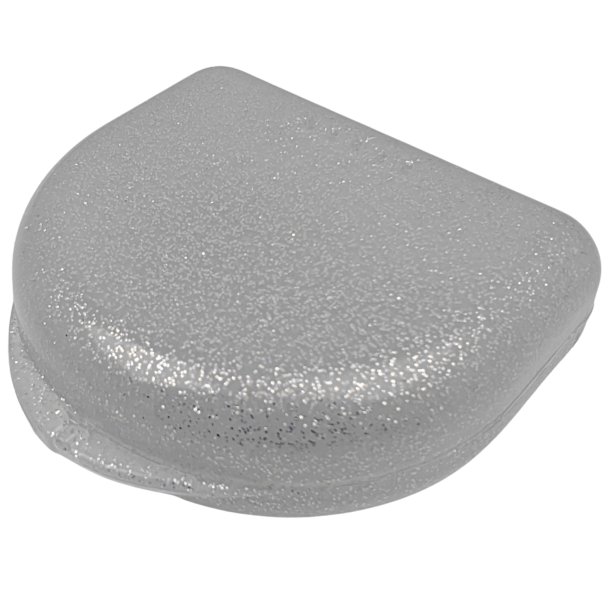 Liten glitterveske for oppbevaring av proteser, biteskinner, seler, munnbeskyttere, etc.